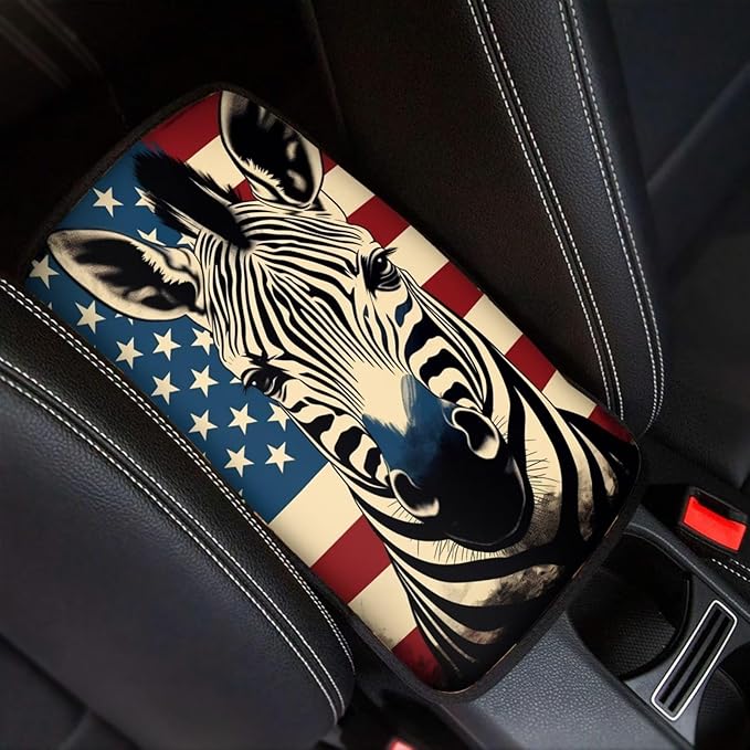 Car Center Console Pad, Universal Waterproof Car Armrest Seat Box Cover, Car Interior Accessories for Most Vehicle SUV Truck Vintage American Flag Zaber Car Armrest Pad