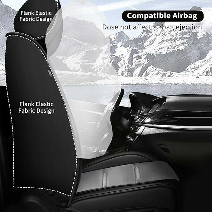YORKNEIC Seat Covers Full Set Fit for kia Optima 2002-2020 Leather Car Seat Covers for Optima Automotive Seat Cushion with Airbag Compatible (5 Seats,Black&Grey)