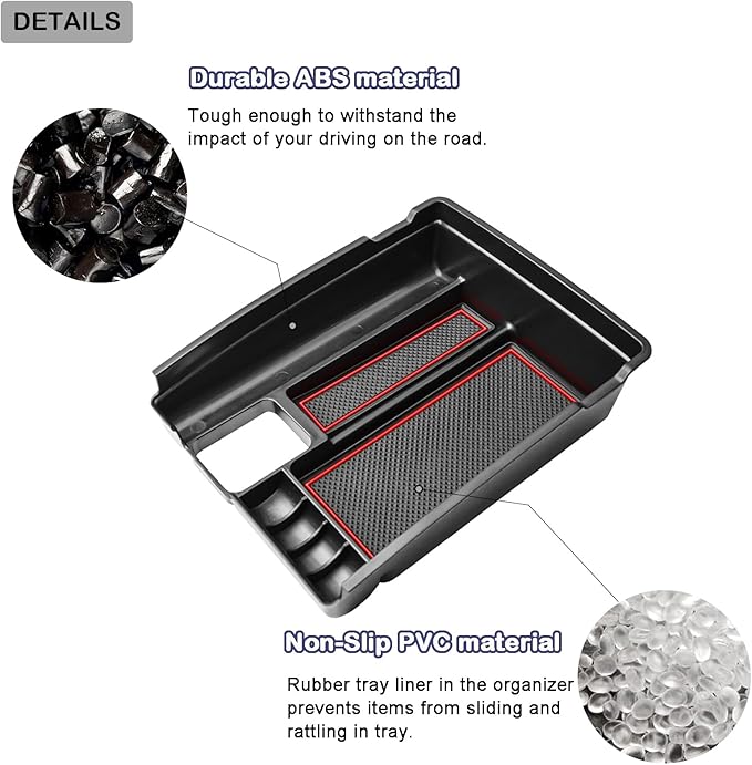 Center Console Organizer Tray Compatible with Nissan Rogue 2014-2020 / Rogue Sport 2017-2022 / Murano 2015-2024 Interior Accessories Insert Armrest Storage Glove Box, Red