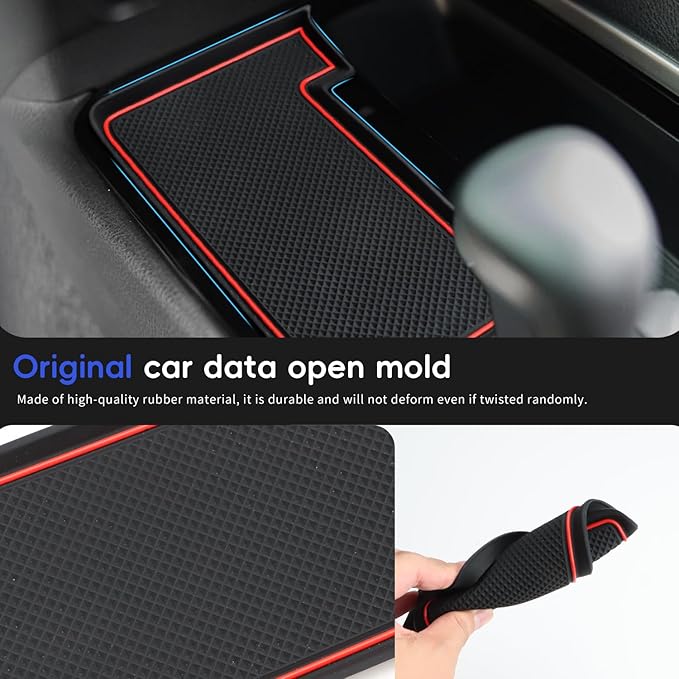 Auovo Wireless Charging Anti-Slip Mat Compatible with 2025 2026 Toyota Camry Accessories Center Control Liner Protective Pad Silicone Interior (Red)