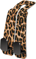 AXRQLSU PU Leather Car Seat Hook, Storage Headrest Hanger, Cute Car Backseat Organizer, Car Hooks For Purses and Bags Brown Leopard Print