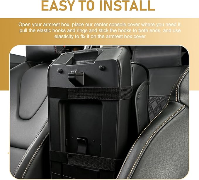1 PC Car Center Console Cover Organizer, Car Armrest Box Height Increase Pad with 2 Cup Holders and 1 Tissue Box, Highly Elastic Sponge 3.15" H Armrest Booster Cushion for Cars (Black)