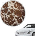 Retro Brown Cow Pattern Dustproof Steering Wheel Sun Shade Steering Wheel UV Reflector Shade Cover Vehicle Accessories for Women Men Universal Fit SUV Truck Car Van