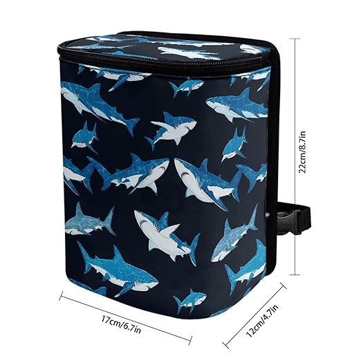 Sea Shark Pattern Cars Trash Bin Collapsible Car Organizers and Storage for Front Seat Multipurpose Trash Bag Automotive Garbage Can Cars Accessories Interior Sedan Organizer