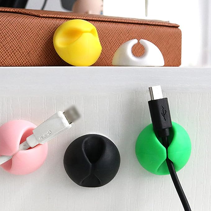 Adhesive Backed Cable Tidier Manager Clip Management Tool for Organizing Messy Cords in Car Home and Environments Cable Organizers