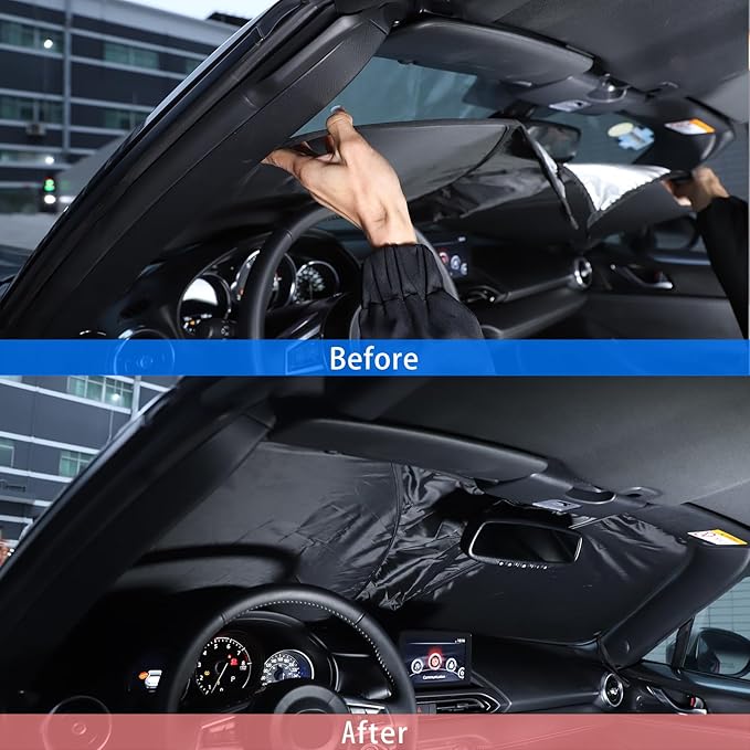 1 Pieces Car Sun Shade for Windshield,Sun Visor Front Windshield Sunshade,Foldable Windshield Cover Fits 2016 2017 and up, Compatible with Mazda MX5 (A)