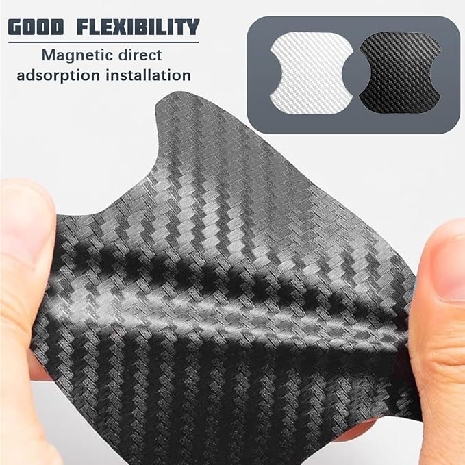 Car Door Handle Cup Scratch Protector, 4PCS 3D Carbon Fiber Magnetic Anti-Scratch Vehicle Door Handle Bowl Sticker, Automotive Protective Pad, Universal for RV Truck MPV (White)