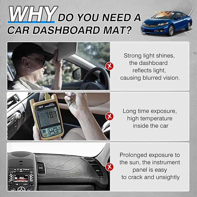 CARTIST Custom Fit for Dashboard Cover Honda Civic 2012 2013 2014 2015 Dash Board Cover Mat Non-Slip Pad Carpet Sunshield Protector