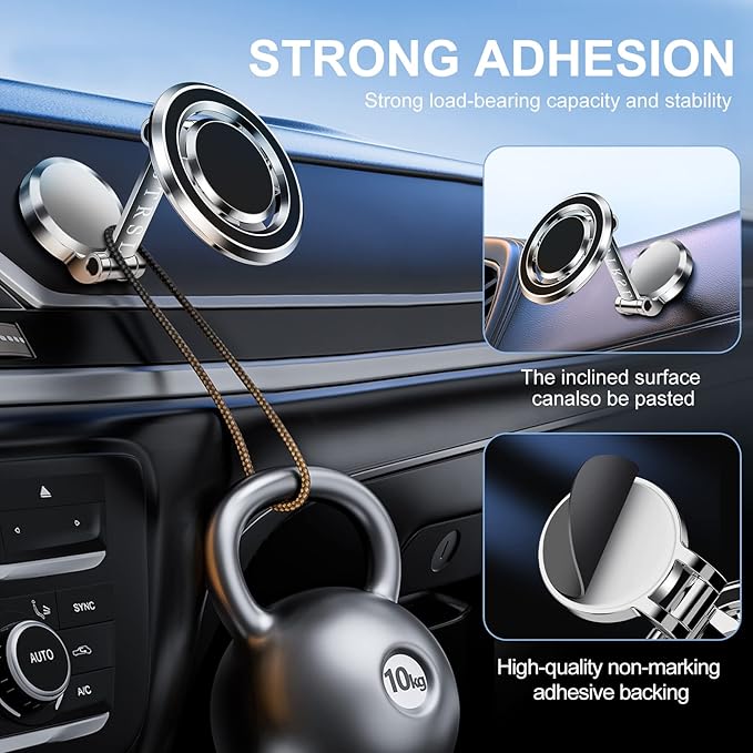 Magnetic Car Phone Holder for MagSafe, Compact and Beautiful Car Cell Phone Holder, 360° Adjustable Magnetic Car Mount, Car Magnetic Phone Mount for Iphone 16 15 14 13 12 Pro Max Plus Mini (Silver)