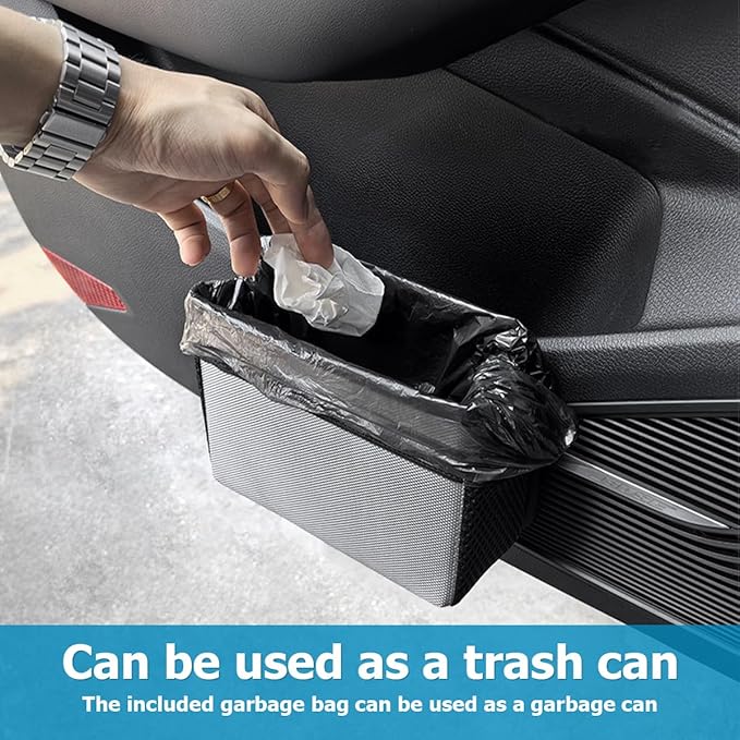 Mandark Car Trash Can, Foldable Mini Vehicle Trash Bin Garbage Organizer Holder, Waterproof Automotive Interior Hanging Dustbin Storage Bag Container Accessories, Universal for Most Cars (Red)