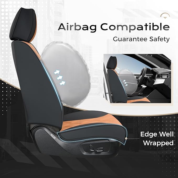 Coverado Car Seat Covers, Front Covers for Cars, Car Seat Cover Front Seats, Automotive Seat Cover, Waterproof, Leather Car Seat Cushion, Universal Interior Covers Seat Protectors for Most Cars