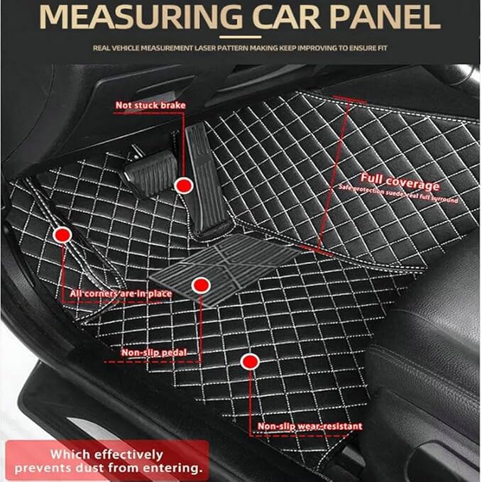 TREGOO All Weather Car Mats Custom Fit Non Slip Floor Mats for 1998-2025 Cars Personalized Leather Protection Pads Suitable for Men Women (Black Double Panel with Purple Stripe)