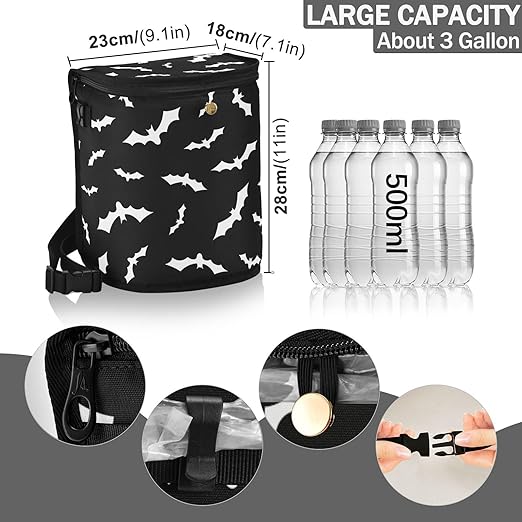 Bat Car Trash Can Halloween Black Car Garbage Bag with Lid Hanging Waterproof Leak Proof Vehicle Storage Bin