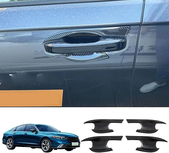 GZZHANMU Exterior Door Handle Bowl Cover Trim Fit for Honda Accord 11th 2023 2024 2025，Car Accessories Paint Scratch Protector ABS（Carbon Fiber Style）