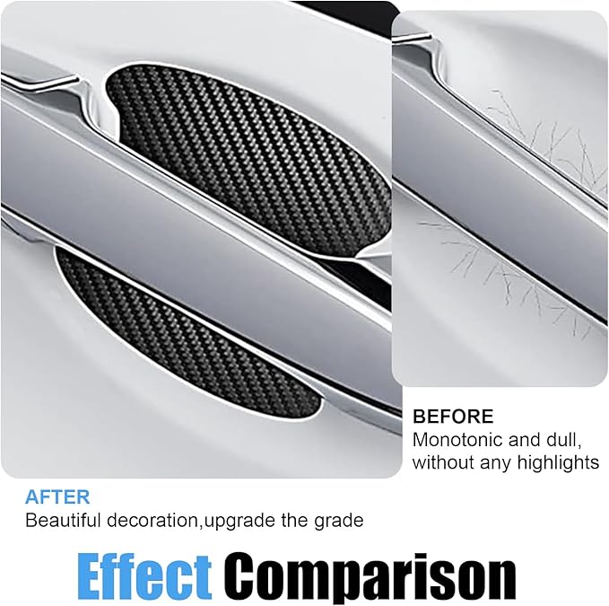 Icyfond 8PCS Car Door Handle Cup Stickers, Anti-Scratches Carbon Fiber Car Door Handle Protectors, Auto Doors Handles Protective Film, Universal Paint Bowl Protector for Most Cars (Black)