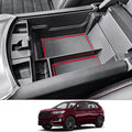 CDEFG for 2020-2023 2024 Edge Center Console Organizer Tray Compatible with 2020-2023 2024 Ford Edge Middle Console Organizer Armrest Tray Storage Box 2023 2024 Edge Accessories (Red Trim)