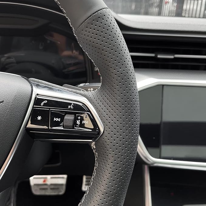 MEWANT DIY Hand Stitch on Artificial Leather Steering Wheel Wrap for Audi A6 A6 Allroad A7 RS 6 Avant RS 7 S6 A7