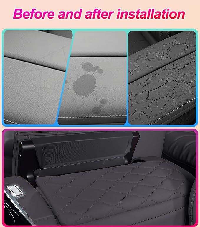 Egreat Center Console Armrest Cover for Mercedes Benz S-Class S500 S580 2021-2025, Leather Armrest Console Cover with Side Storage Pockets(Black)