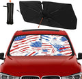 DOPINDU American Flag Car Windshield Sun Shade Umbrella Bendable Handle Foldable Funny Sunshade for Car Windshield Block UV Rays Keep Vehicle Cool for Most Sedans SUV Trucks Cars 57"x30"