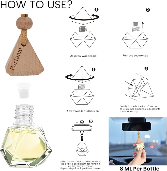 Car Air Freshener Hanging Diffuser – Long-Lasting Essential Oil Scent (Up to 60 Days) – Non-Toxic & Eco-Friendly – 2-Pack Auto Fresheners Made in USA