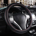 Leather Car Steering Wheel Cover, Non-Slip Car Wheel Cover Protector Breathable Microfiber Leather Universal Fit for Most Cars(Black)
