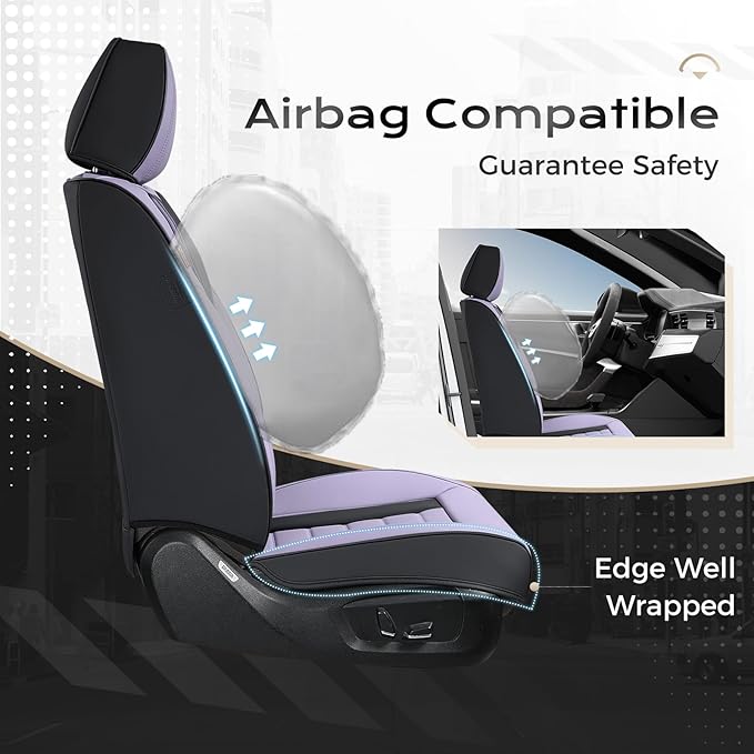 Coverado Car Seat Covers, Front Covers for Cars, Car Seat Cover Front Seats, Automotive Seat Cover, Waterproof, Leather Car Seat Cushion, Universal Interior Covers Seat Protectors for Most Cars