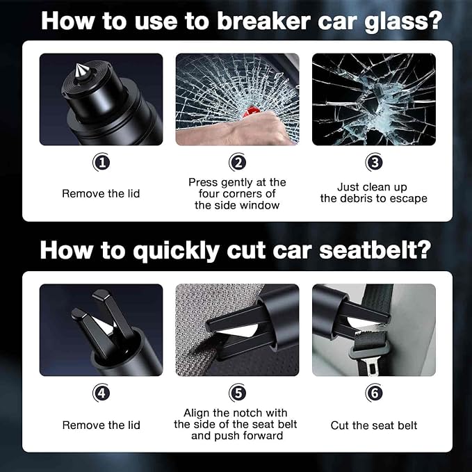 MOTORBUDDY Window Breaker Seatbelt Cutter, 2-in-1 Car Window Breaker Tool,Emergency Glass Breaker and Auto Escape Tool，Safety Hammer for Car Accessories