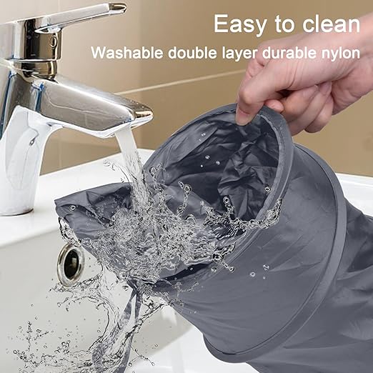 Kincown Car Trash Can, 2 Packs Mini Collapsible Car Trash Bin for Front Back Seat, Pop up Car Garbage Can, Portable Car Trash Bag Hanging for Vehicle SUV Rv Truck Accessories Interior, Grey