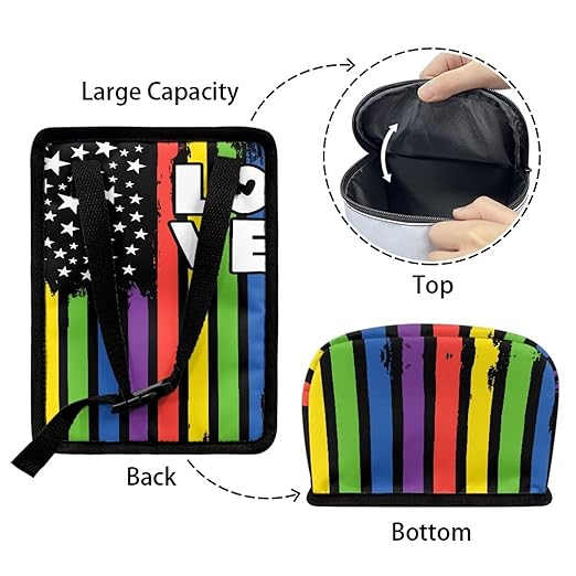 Colorful LGBT Flag Hanging Car Trash Bin for Vehicle SUV Truck，Leak Proof Vehicle Garbage Can with Lid，Washable and Adjustable Strap Trash Can for Back Seat/Console Armrest