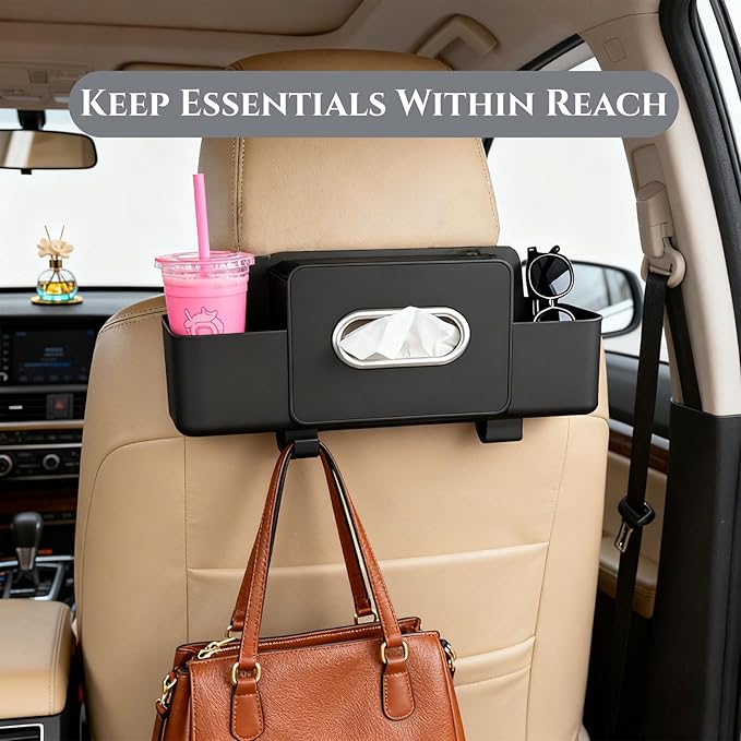 EZNFSW Car Organizers and Storage Box Behind Seat, Car Organizer Back Seat With Multiple Pockets, Hanging Car Seat Storage Travel Essentials, Snacks, Bottles (White,1pcs)