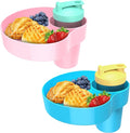 2PCS Car Seat Snack Tray for Kids: Kids Car Tray with Cup Holder, Toddlers Road Trip Essential, Travel Snacks Food Plate Cup Holder (Sky Blue&Pink)