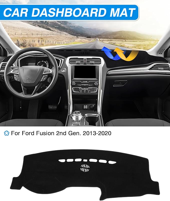 CARTIST Dash Cover Fits for Ford Fusion 2013-2020 Dashboard Cover Mat for Fusion Accessories Non-Slip Pad Carpet Anti-Glare