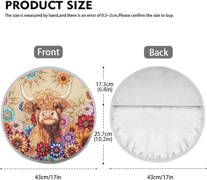 Highland Cow Steering Wheel Sun Cover 17 Inch Fashion Vehicle Steering Wheel Shade Cover for Summer Keep Your Car Cool Summer Essential Gift for Holiday