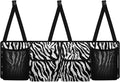 SEANATIVE Black Zebra Car Trunk Organizer, Super Capacity Vehicle Hanging Backseat Cargo Storage Bag with Robust Elastic Net, Detachable Auto Seat Back Organizing Bag, Universal for SUV
