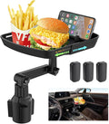 DOUBFIVSY Larger Cup Holder Tray for Car, 10 inch Car Food Tray with Phone Holder Detachable 3 in 1 Car Cup Holder 360° Rotating Food Table Tray Expander for Eating