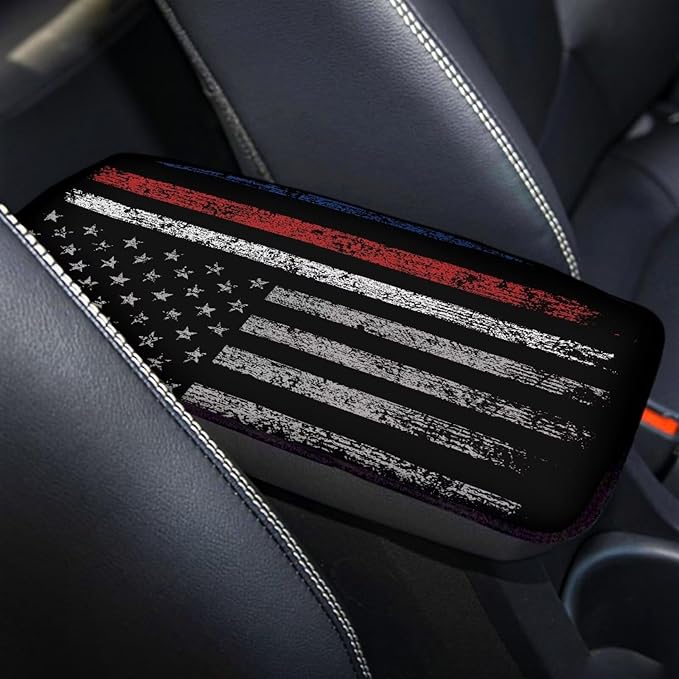 Mintutlipy Camouflage American Flag Car Center Console Cover Storage Box Mat Christmas Car Decoration Universal 12.3×7.5 Inches for Sedans SUV Vans