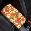 Mintutlipy Daisy Flower Anti-Scratch Car Armrest Cushion Protector Soft Car Armrest Seat Box Cover Car Interior Accessories for Women Men