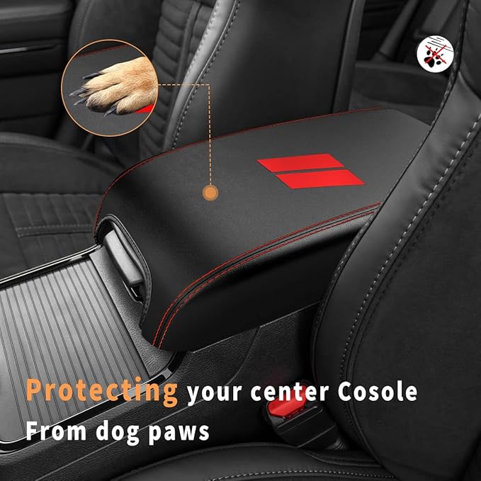 INTGET New Upgraded Center Console Cover for Dodge Charger Accessories 2011-2020 2021 2022 2023 for Chrysler 300 2015-2022 Leather Armrest Cover Console Lid Protector Cushion Pad