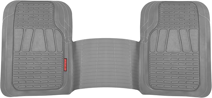 BDK Motor Trend WingRunner Heavy Duty Rubber Rear Floor Mats Liners, Back Row Non-Slip All Weather Interior Protection Universal Fit Design for Trucks Cars Sedans SUV, Fits 2nd or 3rd Row Rear - Black