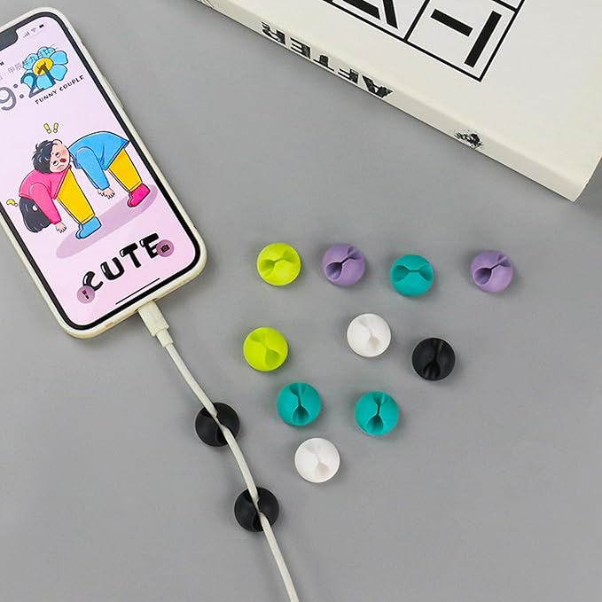 Adhesive Backed Cable Tidier Manager Clip Management Tool for Organizing Messy Cords in Car Home and Environments Cable Organizers