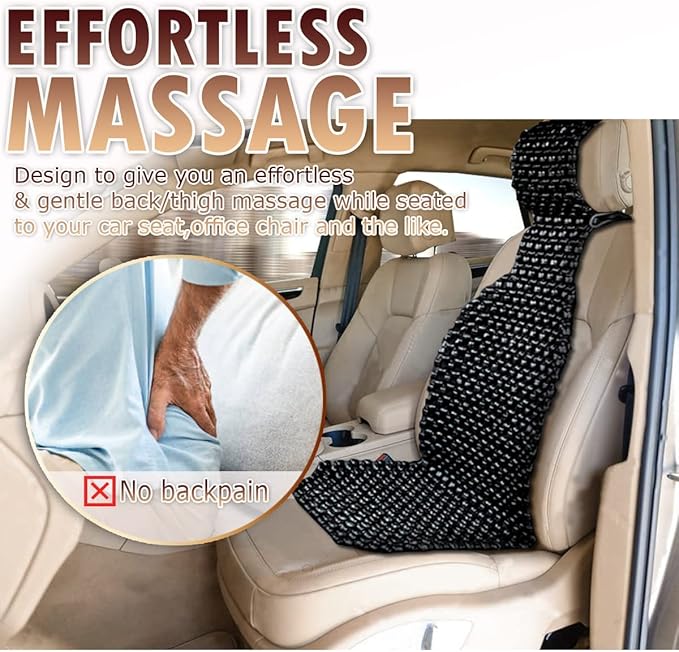 VaygWay Beaded Seat Cushion Car Driver Seat Cover with Durable & Double Strung Natural Wood Beads- Cooling Comfort Ventilated Massaging Support Cushion for Auto Cars- 2 Pack Black