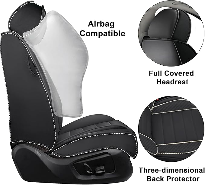 AREKA 2 Car Seat Covers for Subaru Crosstrek 2016-2026 Breathable Leather,Waterproof Car Seat Protectors with Comfort Headrest Pillows,Automotive Vehicle Cushion with Storage Pockets (Luxury,Black)