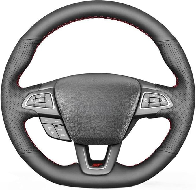 MEWANT Hand Stitch Steering Wheel Cover for Ford Focus (ST | RS) 2015-2018 Customized Version by Genuine Leather