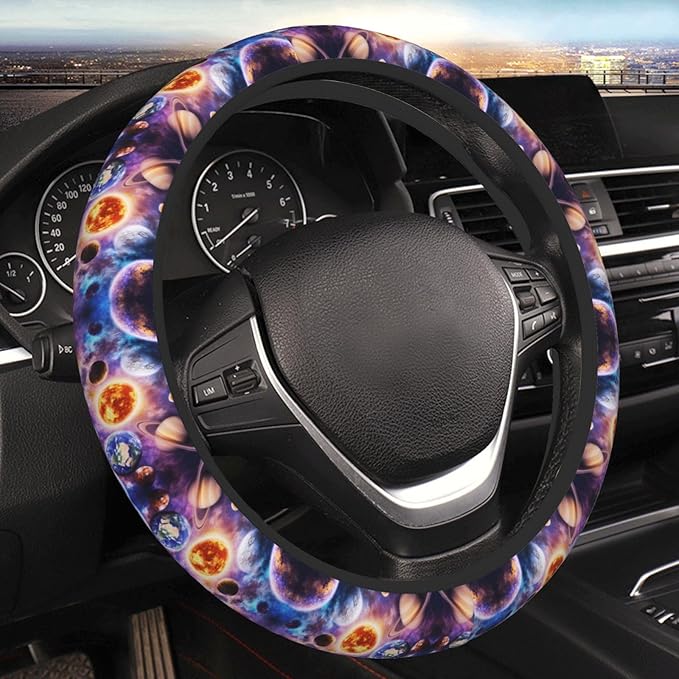 Universe Space Neoprene Steering Wheel Covers Women Men Car Accessories, Universal 15 Inch Fit Auto, Suvs, Truck