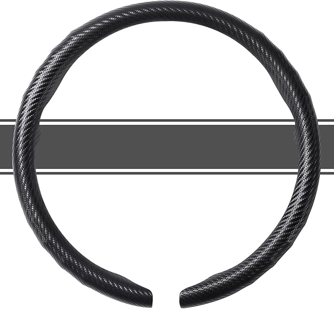 West Llama Carbon Fiber Car Steering Wheel Cove,rThin Steering Wheel Wrap Universal 14.5-15 Inch,Fit Cars,SUVs,Trucks(Black-O-Shaped)