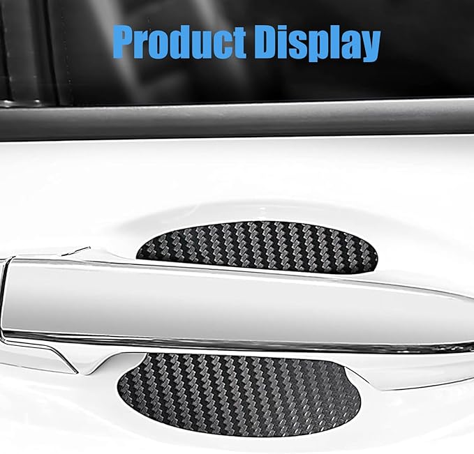 Icyfond 8PCS Car Door Handle Cup Stickers, Anti-Scratches Carbon Fiber Car Door Handle Protectors, Auto Doors Handles Protective Film, Universal Paint Bowl Protector for Most Cars (Black)