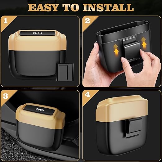 2 Packs Car Trash Can with Lid，Built-in Storage Garbage Bag，Leakproof Vehicle Trash，Car Accessories for Interior,Mini Garbage Bin for Automotive, Office, Kitchen,Bedroom，with 60pcs Trash Bags