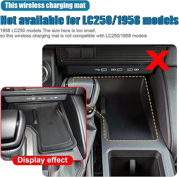 JYCDC Compatible with Toyota 2024 2025 Land Cruiser LC250 J250 Prado Center Console Wireless Charging Protective Mat,Silicone Non-Slip Pad Anti-Dust Liner Interior