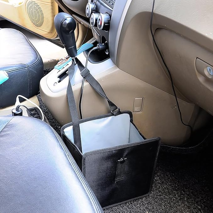 Foldable Car Trash Bin, Oxford Cloth Hanging Garbage Bag Organizer, 1.85 Gallon Capacity, Leak-Proof Waterproof Auto Storage Container, Interior Accessories