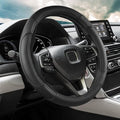 ANMOSVO Steering Wheel Cover for Honda Civic(2006-2015),CR-Z, Insight, S2000|Microfiber Leather & Anti-Slip Safety Design | 14-14.25 Inch Custom Fit (Black-Small Size)